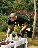 sean sets up the altar